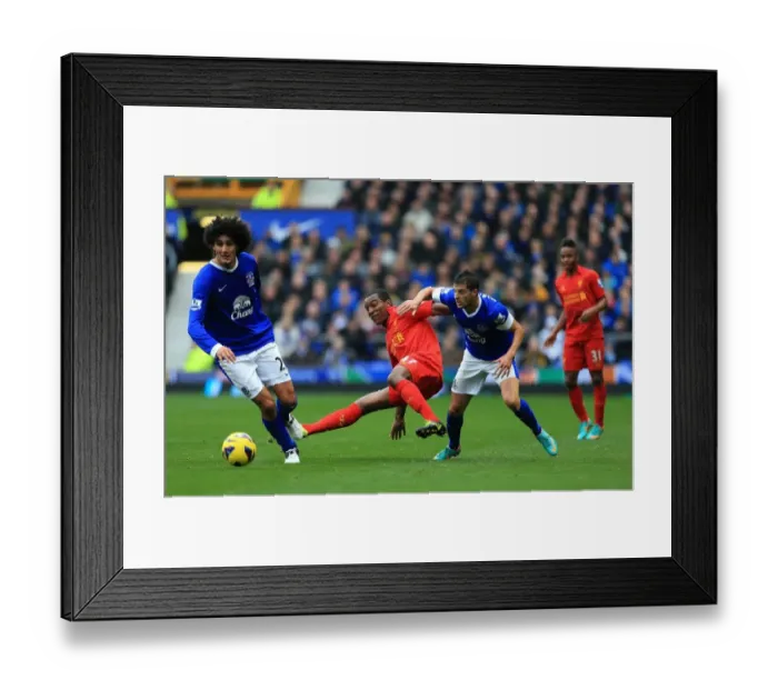 Framed Print : Intense Rivalry: Mirallas vs. Wisdom - Everton vs. Liverpool, Barclays Premier League (28-10-2012)