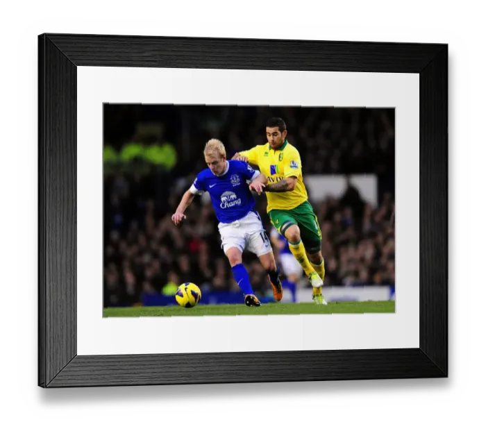 Framed Print : Naismith vs Johnson: A Battle for Ball Supremacy in the Everton vs Norwich Premier League Draw at Goodison Park Framed Print : Naismith vs Johnson: A Battle for Ball Supremacy in the Everton vs Norwich Premier League Draw at Goodison Park