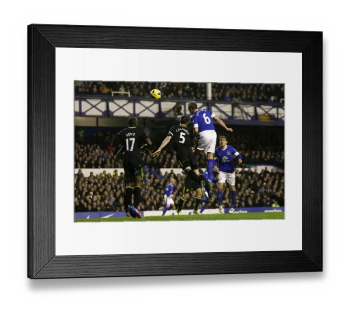 Framed Print : Jagielka Scores Everton's Second: Everton 2-1 Wigan Athletic (Barclays Premier League, Goodison Park, 26-12-2012) Framed Print : Jagielka Scores Everton's Second: Everton 2-1 Wigan Athletic (Barclays Premier League, Goodison Park, 26-12-2012)