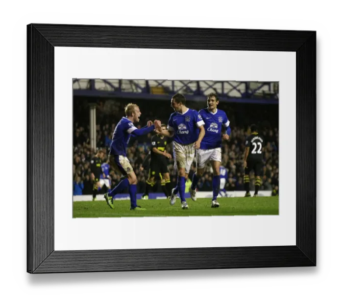 Framed Print : Everton's Jagielka and Naismith: Celebrating a Winning Moment at Goodison Park (26-12-2012) Framed Print : Everton's Jagielka and Naismith: Celebrating a Winning Moment at Goodison Park (26-12-2012)
