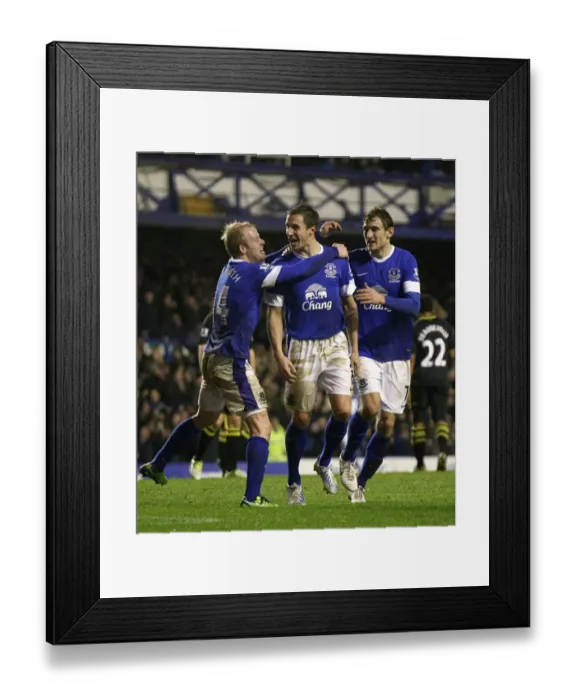Framed Print : Jagielka's Double: Everton Edge Past Wigan Athletic 2-1 (Barclays Premier League, Goodison Park, 12 / 26 / 2012)