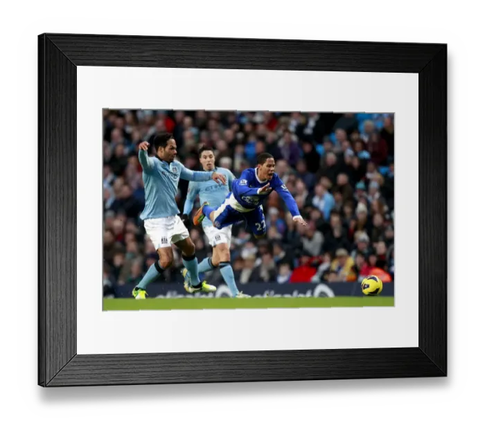 Framed Print : Lecott vs. Pienaar: A Football Rivalry - Manchester City vs. Everton, Barclays Premier League (1-1)