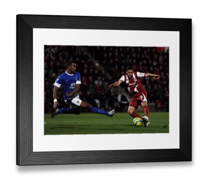 Framed Print : FA Cup Third Round: Sylvain Distin Saves Everton from Darren Carter's Shot (Cheltenham Town 1-5 Everton, Whaddon Road, 07-01-2013) Framed Print : FA Cup Third Round: Sylvain Distin Saves Everton from Darren Carter's Shot (Cheltenham Town 1-5 Everton, Whaddon Road, 07-01-2013)