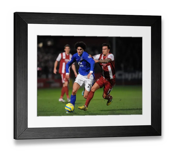 Framed Print : Fellaini's Battle: Everton's Overpowering Performance Against Cheltenham Town in FA Cup Third Round (7-1-2013)