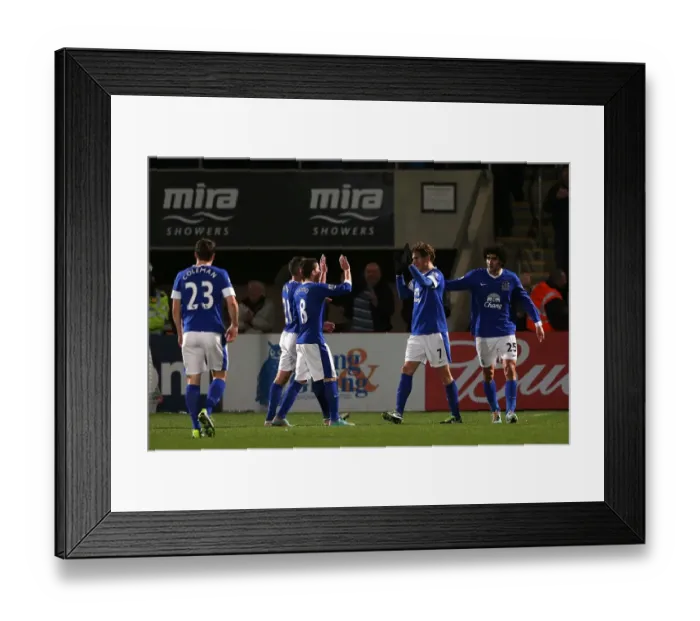 Framed Print : Everton's Jelavic Scores Opener in FA Cup Thrashing of Cheltenham (7-1-2013)