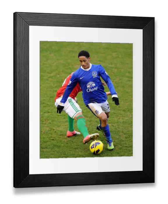 Framed Print : Battle for the Ball: Pienaar vs. Chico - Everton vs. Swansea City, Premier League Rivalry (12-01-2013)