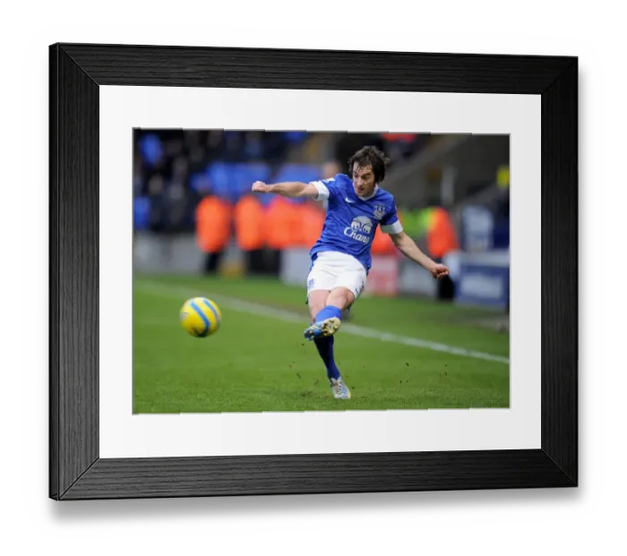 Framed Print : Leighton Baines Scores the FA Cup Winner for Everton Against Bolton Wanderers at Reebok Stadium (January 26, 2013)