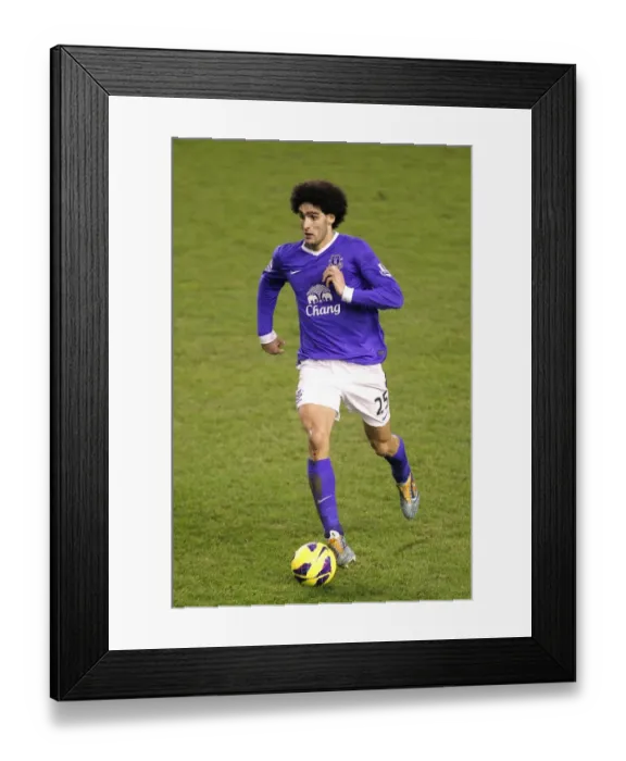 Framed Print : Marouane Fellaini's Brace: Everton Edge Past West Bromwich Albion in Thrilling Premier League Clash (30-01-2013)