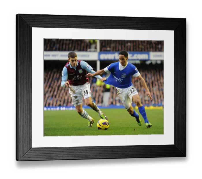Framed Print : Thrilling 3-3 Draw: Pienaar vs Lowton at Goodison Park - Everton vs Aston Villa