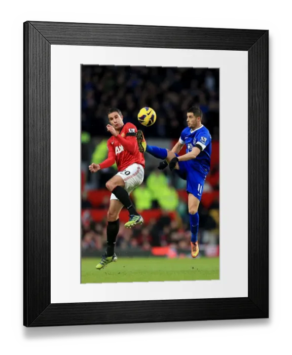 Framed Print : Battle for the Ball: Mirallas vs. van Persie - Manchester United vs. Everton (2-0) at Old Trafford
