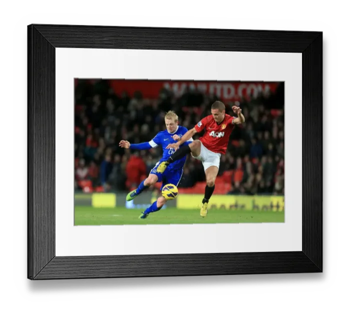 Framed Print : Naismith vs. Vidic: A Football Battle at Old Trafford (2-0, Manchester United vs. Everton, 10-02-2013)
