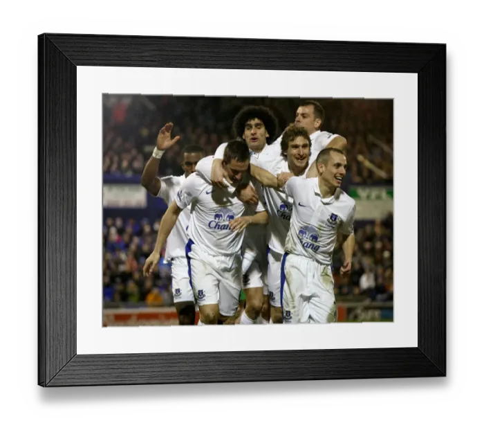 Framed Print : Phil Jagielka Scores Everton's Second Goal in FA Cup Clash Against Oldham Athletic (16-02-2013) Framed Print : Phil Jagielka Scores Everton's Second Goal in FA Cup Clash Against Oldham Athletic (16-02-2013)