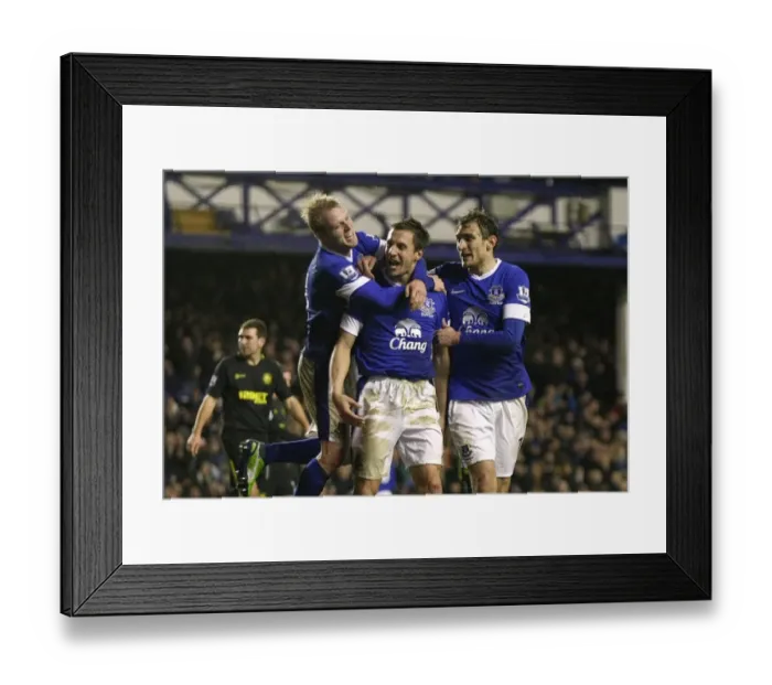 Framed Print : Jagielka Scores Everton's Second Goal vs. Wigan Athletic at Goodison Park Framed Print : Jagielka Scores Everton's Second Goal vs. Wigan Athletic at Goodison Park