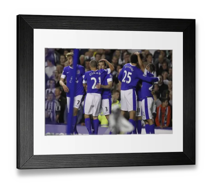 Framed Print : Everton's Leighton Baines Scores Opening Goal Against Newcastle United at Goodison Park (17 September 2012)