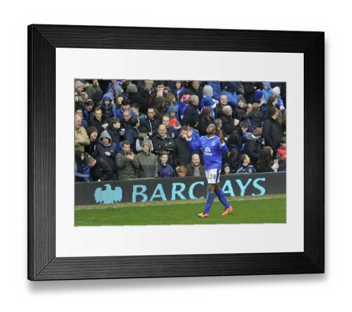 Framed Print : Everton's Victor Anichebe: Double Delight as He Scores Second Goal Against QPR (13-04-2013)