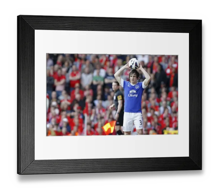 Framed Print : Derby Showdown: Liverpool vs. Everton - A Scoreless Battle at Anfield (05-05-2013): Leighton Baines Determined Performance Framed Print : Derby Showdown: Liverpool vs. Everton - A Scoreless Battle at Anfield (05-05-2013): Leighton Baines Determined Performance