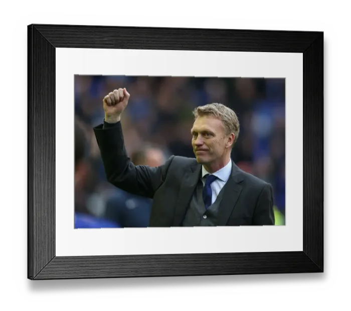 Framed Print : Triumphant David Moyes Celebrates Everton's Victory Over West Ham United (12-05-2013)
