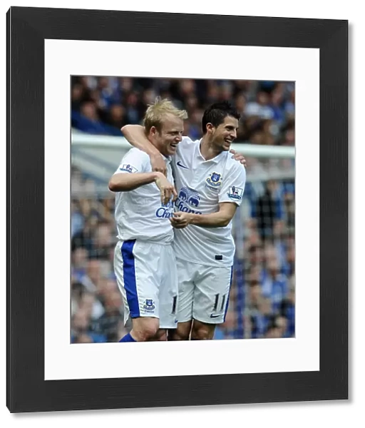 Naismith and Mirallas: Celebrating Everton's First Goal Against Chelsea (May 19, 2013, Barclays Premier League, Stamford Bridge)