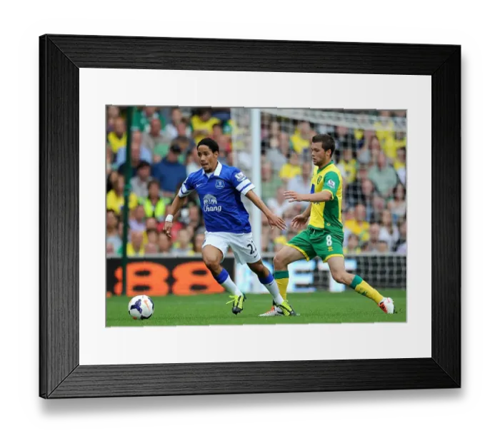Framed Print : Battle for the Ball: Howson vs. Pienaar - Norwich City vs. Everton, Premier League (17-08-2013)