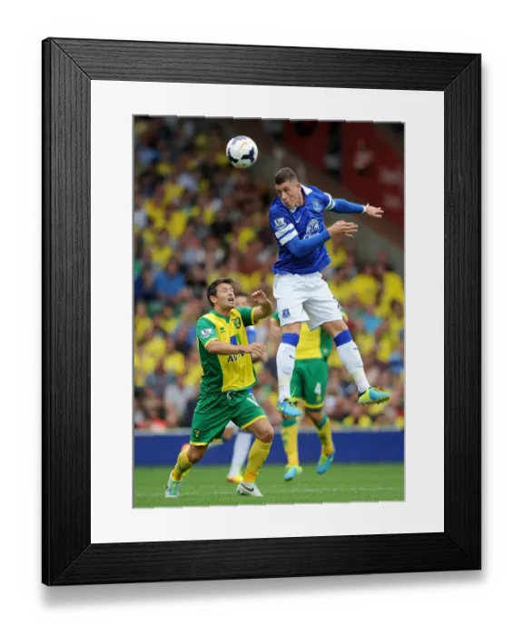 Framed Print : Thrilling Draw at Carrow Road: Ross Barkley's Header for Everton Against Norwich City (17-08-2013)