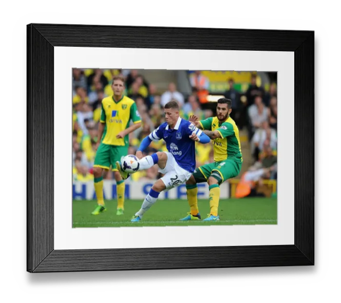 Framed Print : Battling for Control: Ross Barkley vs. Bradley Johnson - Norwich City vs. Everton, Premier League (2013) Framed Print : Battling for Control: Ross Barkley vs. Bradley Johnson - Norwich City vs. Everton, Premier League (2013)