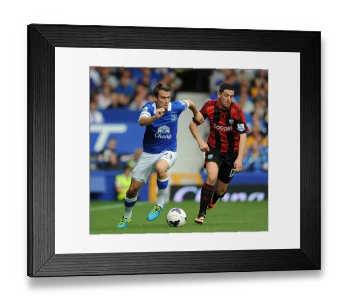 Framed Print : Battle for the Ball: Coleman vs. Dorrans - Everton vs. West Bromwich Albion, 2013 Premier League Rivalry