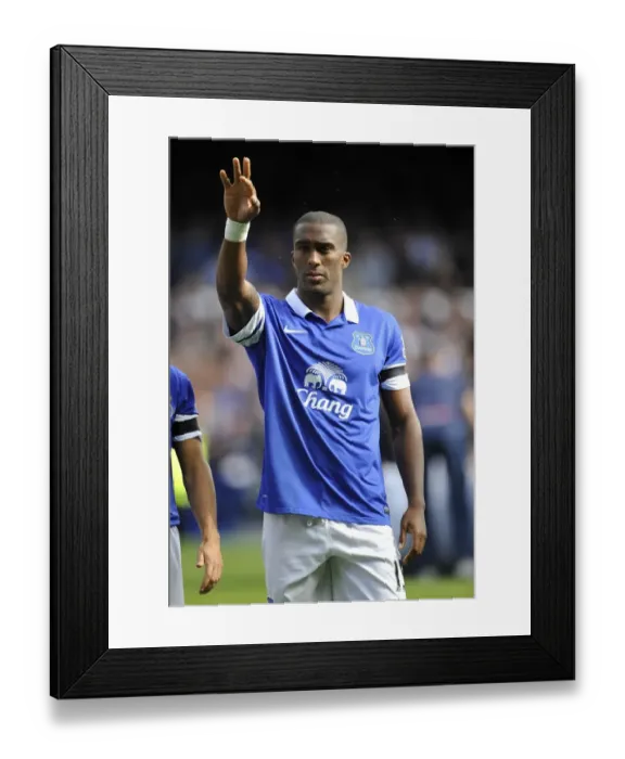 Framed Print : Everton vs. West Bromwich Albion: A Premier League Battle at Goodison Park - Distin's Defiant Performance (0-0)