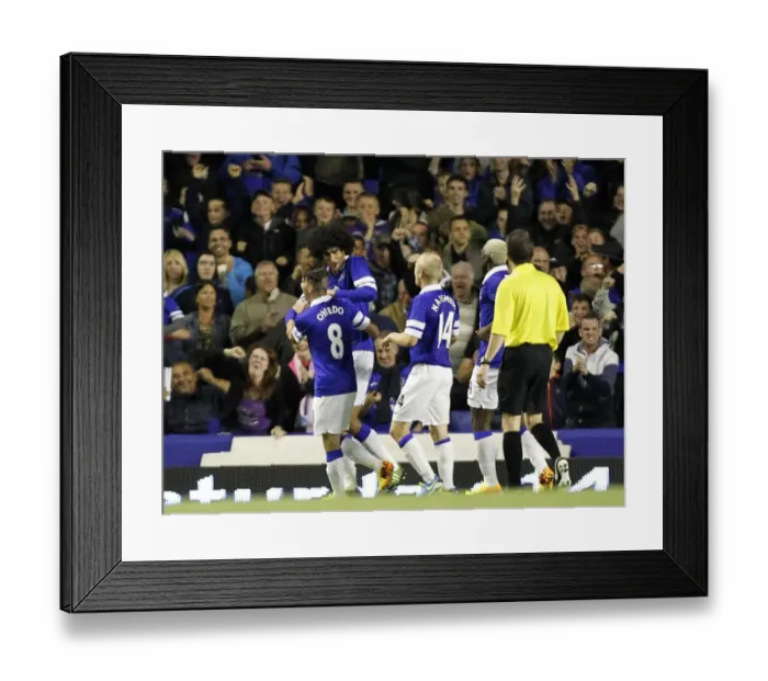 Framed Print : Everton's Fellaini Scores Second Goal, Team Celebrates Capital One Cup Victory over Stevenage (28-08-2013) Framed Print : Everton's Fellaini Scores Second Goal, Team Celebrates Capital One Cup Victory over Stevenage (28-08-2013)