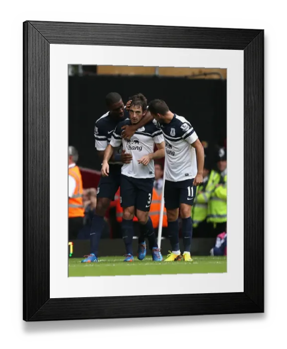 Framed Print : Everton's Triumph: Leighton Baines Scores the Opener against West Ham United in the Barclays Premier League (September 21, 2013) Framed Print : Everton's Triumph: Leighton Baines Scores the Opener against West Ham United in the Barclays Premier League (September 21, 2013)