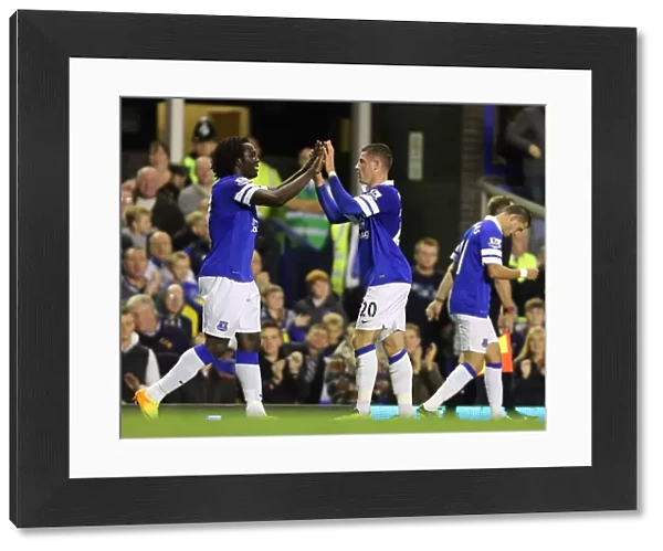 Everton's Ross Barkley and Romelu Lukaku Celebrate Second Goal Against Newcastle United (30-09-2013, Goodison Park)