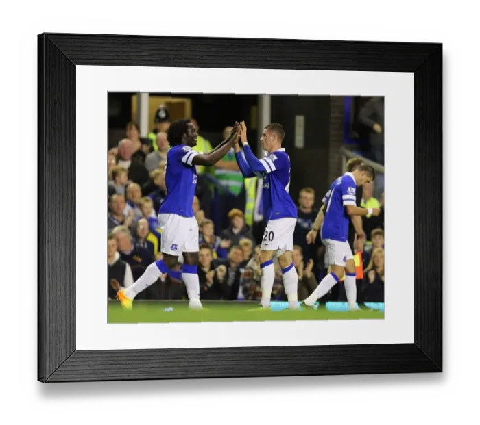 Framed Print : Everton's Ross Barkley and Romelu Lukaku Celebrate Second Goal Against Newcastle United (30-09-2013, Goodison Park) Framed Print : Everton's Ross Barkley and Romelu Lukaku Celebrate Second Goal Against Newcastle United (30-09-2013, Goodison Park)