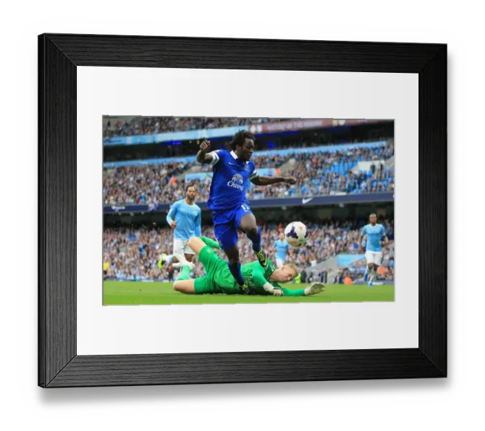 Framed Print : Lukaku's Threatening Shot Saved by Hart: Manchester City Holds Off Everton (5-10-2013) Framed Print : Lukaku's Threatening Shot Saved by Hart: Manchester City Holds Off Everton (5-10-2013)
