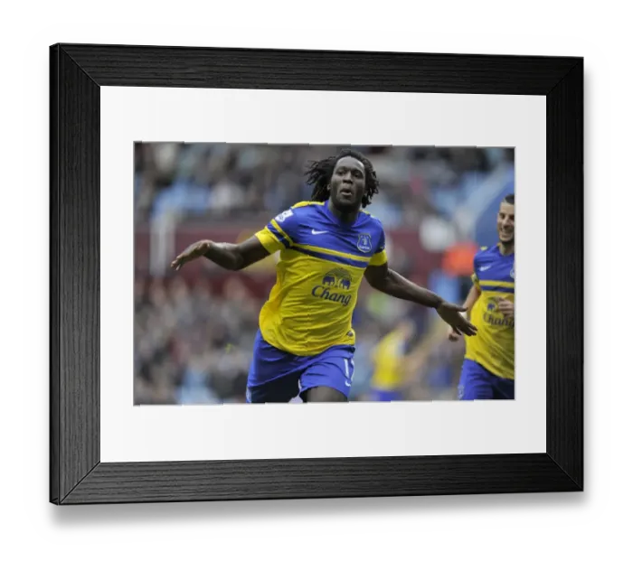 Framed Print : Everton's Double Victory: Romelu Lukaku Scores Twice in 2-0 Win Over Aston Villa (October 26, 2013, Barclays Premier League, Villa Park)