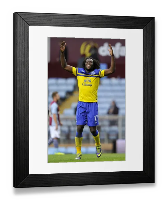 Framed Print : Romelu Lukaku's Double Victory Celebration: Aston Villa 0-2 Everton (Barclays Premier League, Villa Park, 26-10-2013)