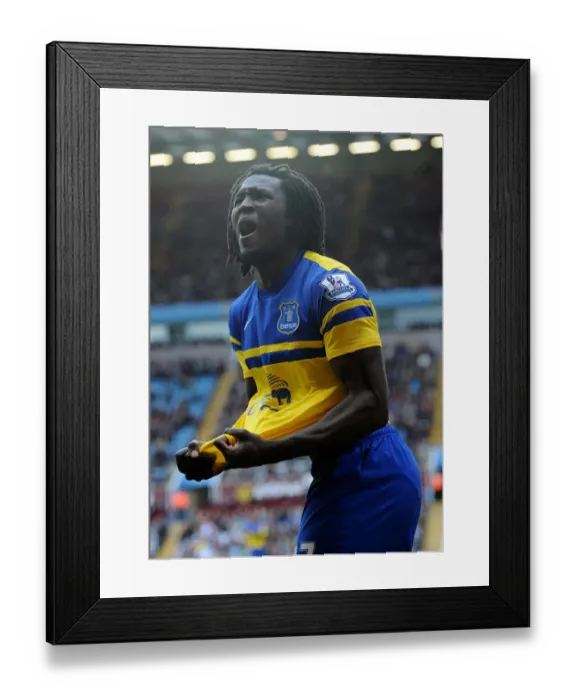 Framed Print : Everton's Romelu Lukaku Scores Brace: Everton's 2-0 Victory Over Aston Villa (Barclays Premier League, October 26, 2013, Villa Park)