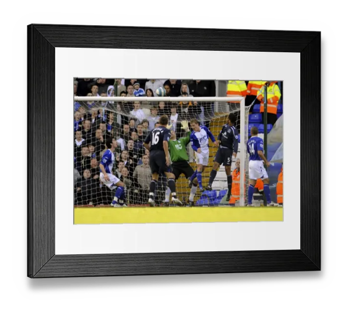 Framed Print : Joleon Lescott Scores First Goal for Everton Against Birmingham City (BPL 2008) Framed Print : Joleon Lescott Scores First Goal for Everton Against Birmingham City (BPL 2008)