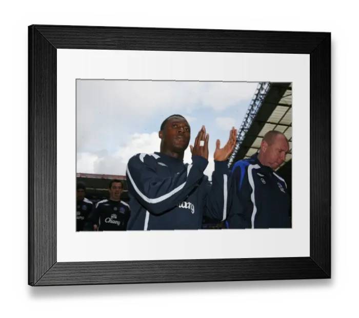 Framed Print : Everton's Yakubu Celebrates with Fans after Securing Victory over Birmingham (07 / 08) Framed Print : Everton's Yakubu Celebrates with Fans after Securing Victory over Birmingham (07 / 08)