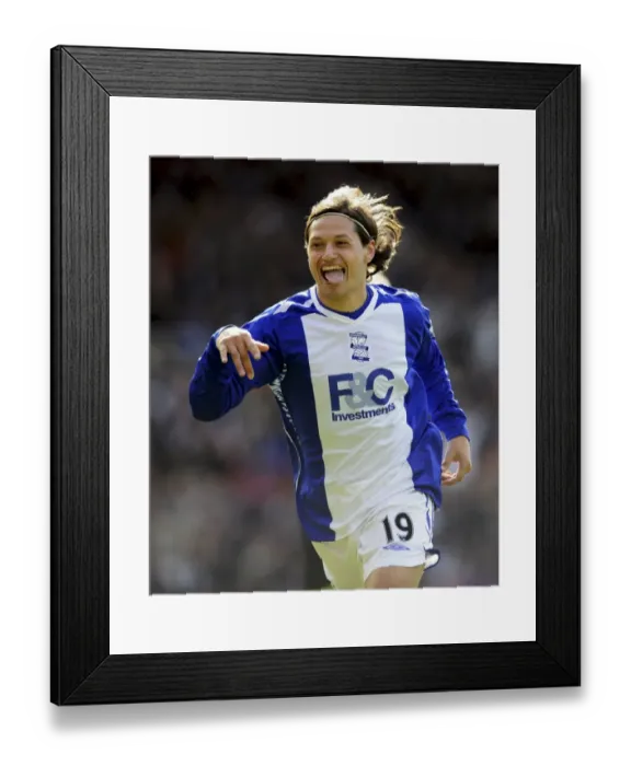 Framed Print : Mauro Zarate's Thrilling Goal Celebration: Birmingham City vs. Everton (BPL, 2008) Framed Print : Mauro Zarate's Thrilling Goal Celebration: Birmingham City vs. Everton (BPL, 2008)