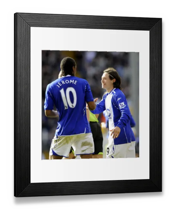 Framed Print : Zarate and Jerome Celebrate First Goal for Birmingham City Against Everton (April 12, 2008) Framed Print : Zarate and Jerome Celebrate First Goal for Birmingham City Against Everton (April 12, 2008)