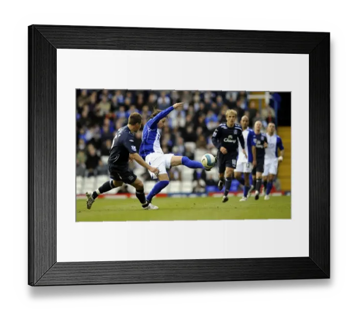 Framed Print : Mauro Zarate Slips Past Jagielka: Birmingham's Edge over Everton in Barclays Premier League Framed Print : Mauro Zarate Slips Past Jagielka: Birmingham's Edge over Everton in Barclays Premier League