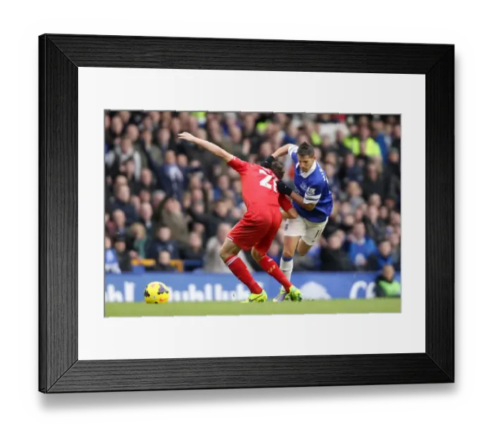 Framed Print : A Battle for the Ball: Mirallas vs. Lucas at Goodison Park - Everton vs. Liverpool (3-3, Barclays Premier League) Framed Print : A Battle for the Ball: Mirallas vs. Lucas at Goodison Park - Everton vs. Liverpool (3-3, Barclays Premier League)