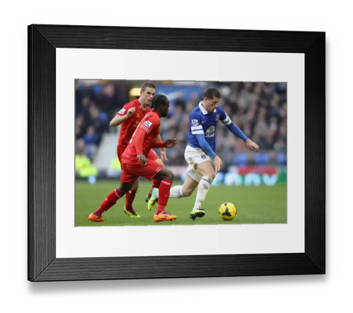Framed Print : Intense Triple Battle: Ross Barkley vs. Victor Moses vs. Jordan Henderson - Everton vs. Liverpool (3-3)