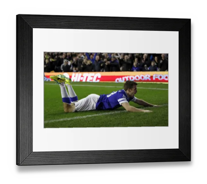Framed Print : Dynamic Duo: Coleman and McCarthy's Celebration of Everton's Second Goal vs. Stoke City (4-0)