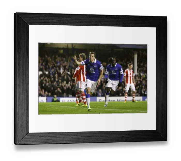 Framed Print : Everton's Seamus Coleman Scores Second in 4-0 Thrashing of Stoke City (Barclays Premier League, Goodison Park, 30-11-2013)