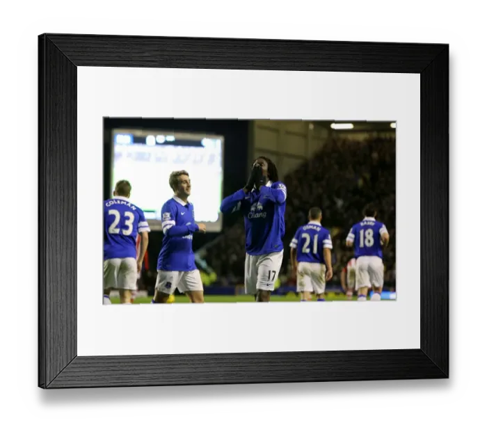 Framed Print : Everton's Romelu Lukaku Scores Fourth Goal Against Stoke City in Premier League