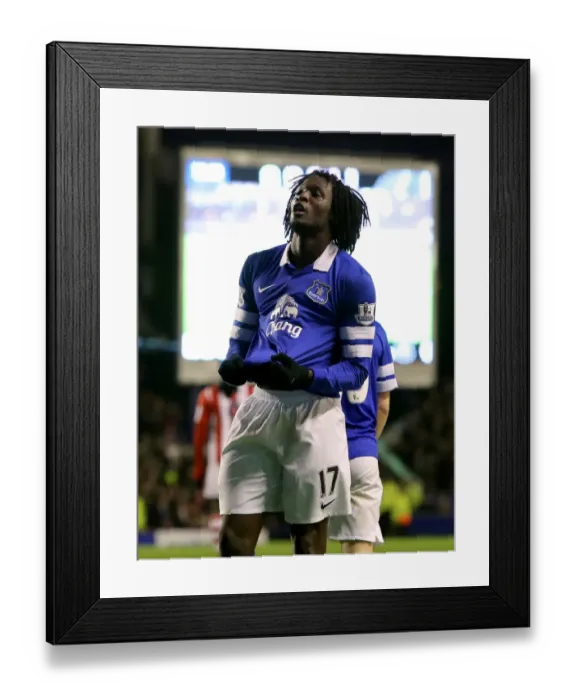 Framed Print : Everton's Romelu Lukaku Celebrates Fourth Goal Against Stoke City in Premier League Framed Print : Everton's Romelu Lukaku Celebrates Fourth Goal Against Stoke City in Premier League