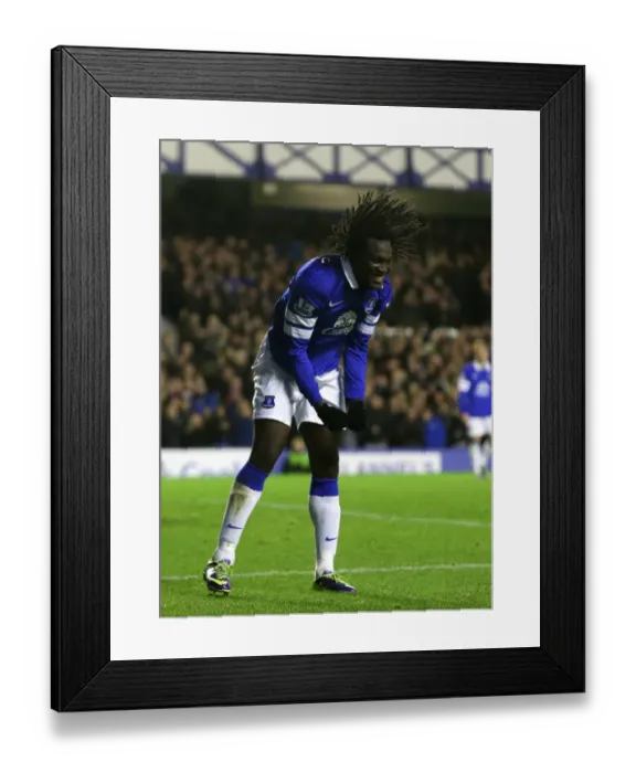 Framed Print : Everton's Romelu Lukaku Scores Brace in 4-0 Thrashing of Stoke City (Nov 30, 2013)
