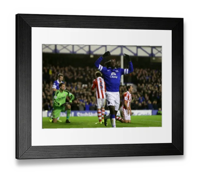 Framed Print : Romelu Lukaku's Four-Goal Blitz: Everton Crushes Stoke City (4-0)