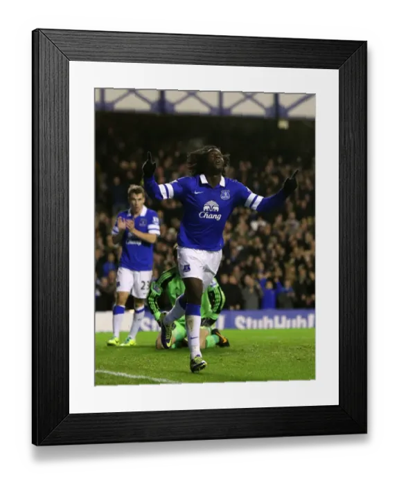 Framed Print : Everton's Romelu Lukaku: Four-Goal Blitz Against Stoke City (Everton 4-0)
