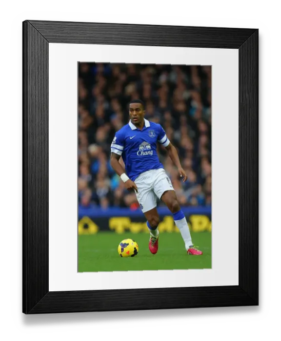 Framed Print : Everton's Dominant Performance: Sylvain Distin Scores the Fourth in Everton's 4-0 Win Over Stoke City (BPL, 30-11-2013)